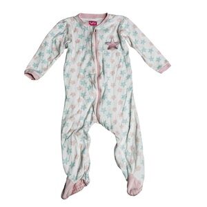 Tuffy Star Print Kids Footie Pajamas - Pink and Blue
